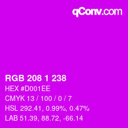 Color code: RGB 208 1 238 | qconv.com