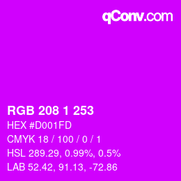 Color code: RGB 208 1 253 | qconv.com