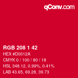 Color code: RGB 208 1 42 | qconv.com