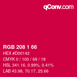 カラーコード: RGB 208 1 66 | qconv.com