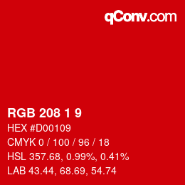 Code couleur: RGB 208 1 9 | qconv.com