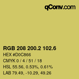 カラーコード: RGB 208 200.2 102.6 | qconv.com