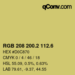 カラーコード: RGB 208 200.2 112.6 | qconv.com