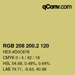 カラーコード: RGB 208 200.2 120 | qconv.com