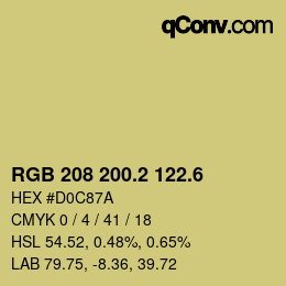 カラーコード: RGB 208 200.2 122.6 | qconv.com