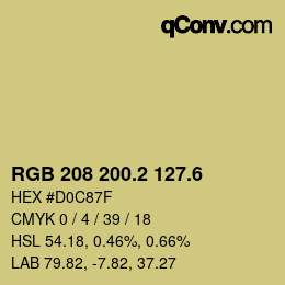 カラーコード: RGB 208 200.2 127.6 | qconv.com