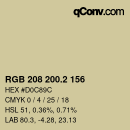 カラーコード: RGB 208 200.2 156 | qconv.com