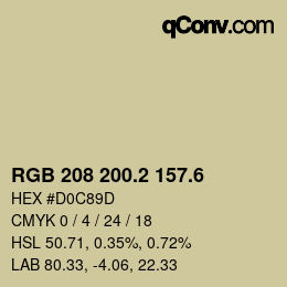 カラーコード: RGB 208 200.2 157.6 | qconv.com