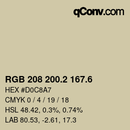 カラーコード: RGB 208 200.2 167.6 | qconv.com