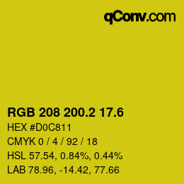 カラーコード: RGB 208 200.2 17.6 | qconv.com