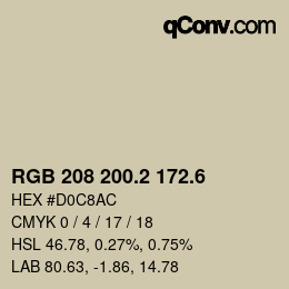 カラーコード: RGB 208 200.2 172.6 | qconv.com