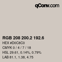 カラーコード: RGB 208 200.2 192.6 | qconv.com