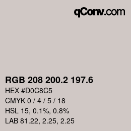 カラーコード: RGB 208 200.2 197.6 | qconv.com