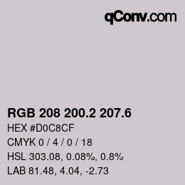 カラーコード: RGB 208 200.2 207.6 | qconv.com
