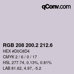 カラーコード: RGB 208 200.2 212.6 | qconv.com