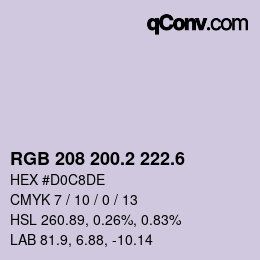 カラーコード: RGB 208 200.2 222.6 | qconv.com