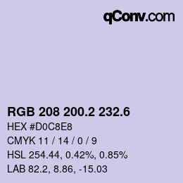 カラーコード: RGB 208 200.2 232.6 | qconv.com
