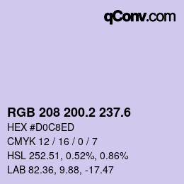 カラーコード: RGB 208 200.2 237.6 | qconv.com