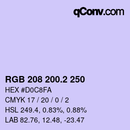カラーコード: RGB 208 200.2 250 | qconv.com