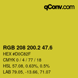 カラーコード: RGB 208 200.2 47.6 | qconv.com