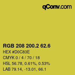 カラーコード: RGB 208 200.2 62.6 | qconv.com
