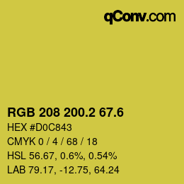 カラーコード: RGB 208 200.2 67.6 | qconv.com