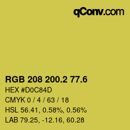 カラーコード: RGB 208 200.2 77.6 | qconv.com