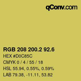 カラーコード: RGB 208 200.2 92.6 | qconv.com