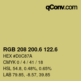 カラーコード: RGB 208 200.6 122.6 | qconv.com