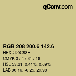 カラーコード: RGB 208 200.6 142.6 | qconv.com