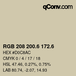 カラーコード: RGB 208 200.6 172.6 | qconv.com