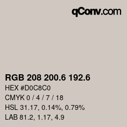 カラーコード: RGB 208 200.6 192.6 | qconv.com