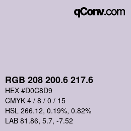 カラーコード: RGB 208 200.6 217.6 | qconv.com