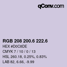カラーコード: RGB 208 200.6 222.6 | qconv.com