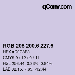 カラーコード: RGB 208 200.6 227.6 | qconv.com