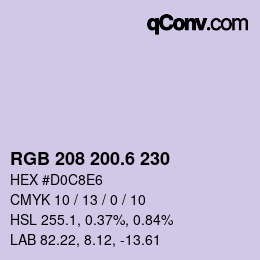 カラーコード: RGB 208 200.6 230 | qconv.com
