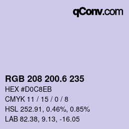 カラーコード: RGB 208 200.6 235 | qconv.com