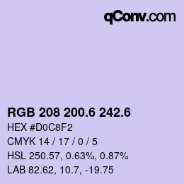 カラーコード: RGB 208 200.6 242.6 | qconv.com