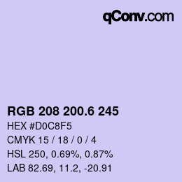 カラーコード: RGB 208 200.6 245 | qconv.com
