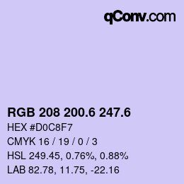 カラーコード: RGB 208 200.6 247.6 | qconv.com