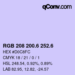 カラーコード: RGB 208 200.6 252.6 | qconv.com