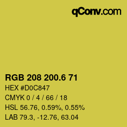 カラーコード: RGB 208 200.6 71 | qconv.com