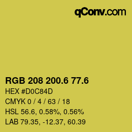 カラーコード: RGB 208 200.6 77.6 | qconv.com