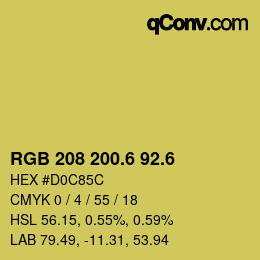 カラーコード: RGB 208 200.6 92.6 | qconv.com
