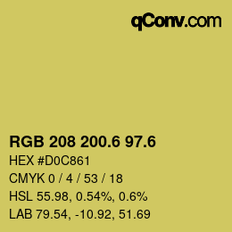 カラーコード: RGB 208 200.6 97.6 | qconv.com