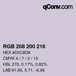 Color code: RGB 208 200 216 | qconv.com