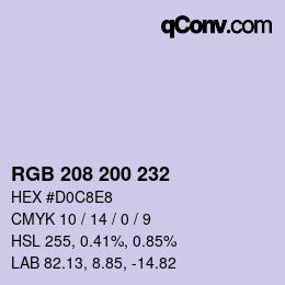 Color code: RGB 208 200 232 | qconv.com