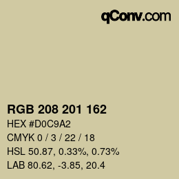 カラーコード: RGB 208 201 162 | qconv.com