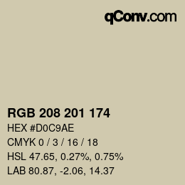 Color code: RGB 208 201 174 | qconv.com