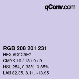 Color code: RGB 208 201 231 | qconv.com